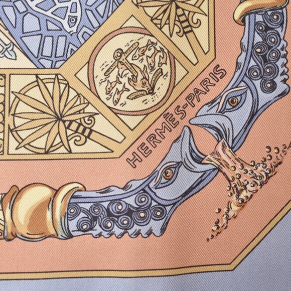 HERMES Blue Silk Scarf - Picture 6 of 9